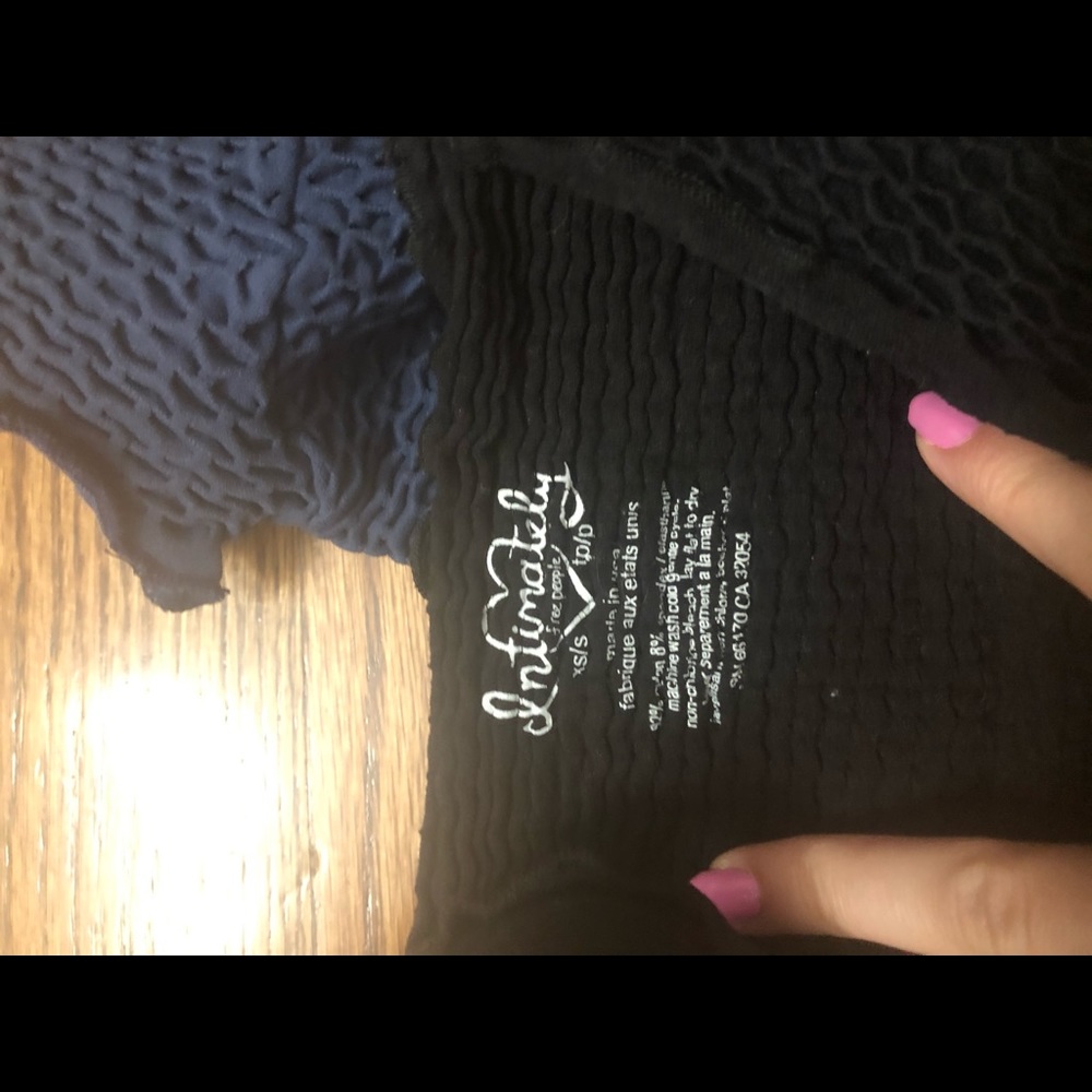 Free People Smocked Crop Top Black XS/S - Picture 4 of 4